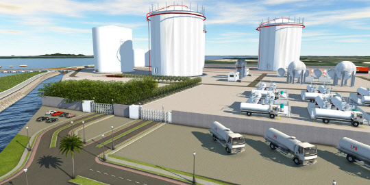 베트남 북부 박티엔펑 산업단지에 세울 E1의 LPG 냉동탱크터미널 조감도. <E1 제공>